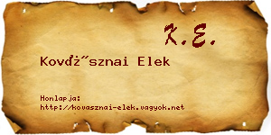 Kovásznai Elek névjegykártya